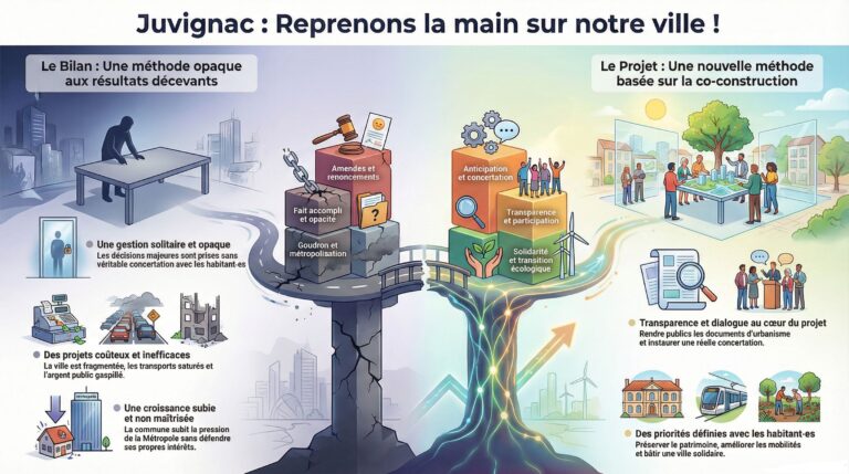 JUVIGNAC : Plus de 10 ans de décisions sans concertation. Il est temps de changer de méthode.